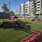 a park with benches and tables