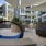 a outdoor patio with seating